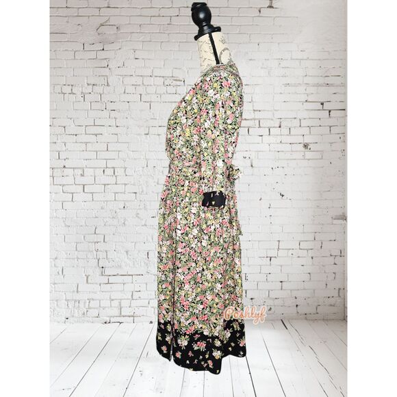 Zara Basic Midi Floral 3/4 Sleeve Wrap Dress Large - Picture 2 of 14